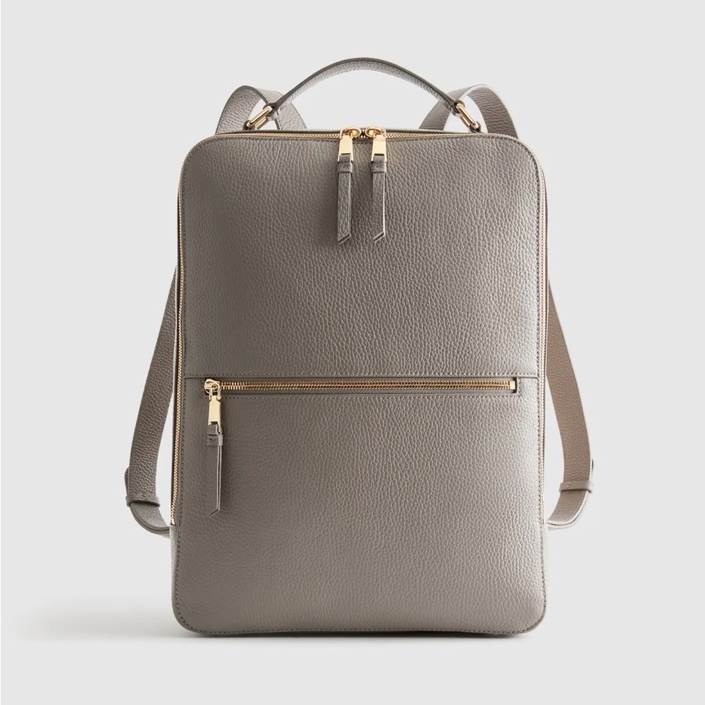 NWT- Quince Italian Leather Laptop Backpack - Mink (gray)